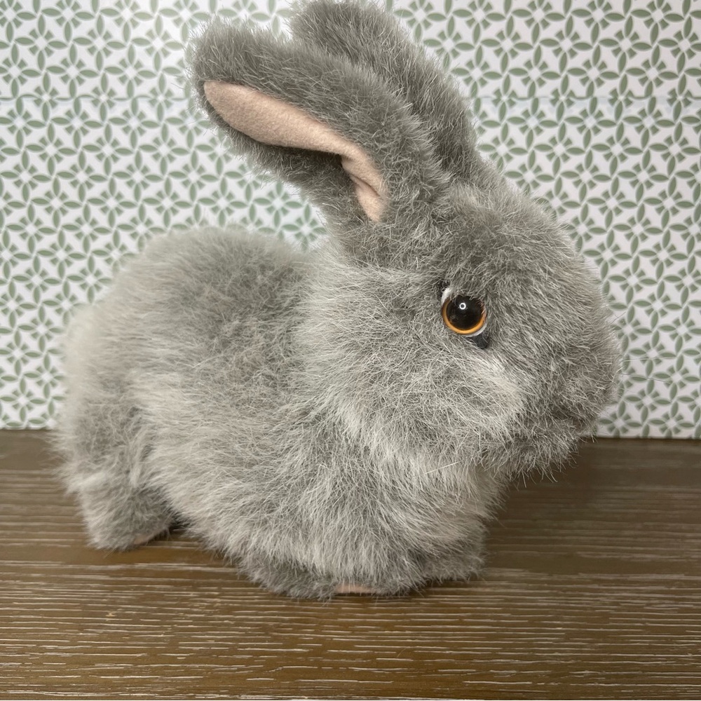 Fluffy Gray Bunny Toy for Small Pets